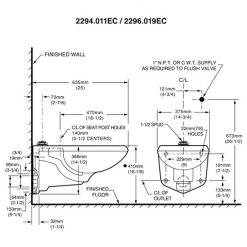AMERICAN STANDARD AFWALL 1.28 - 1.6 GPF WALL MT ADA "RETRO FIT" TOILET