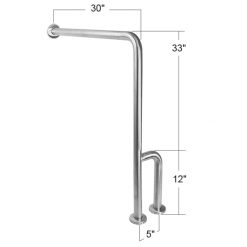 ASI 01969-C GRAB BAR - WALL TO FLOOR W/RH OUTRIGGER