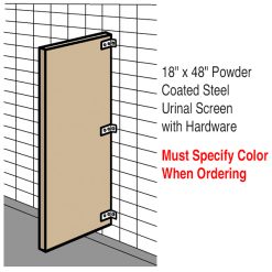 GLOBAL PARTITIONS 18" X 48" POWDER COATED STEEL URINAL SCREEN WITH HARDWARE
