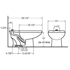 1.0 - 1.6 GPF ELONG ADA FLOOR MT F/V CLOSET