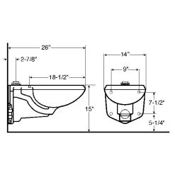 1.0 - 1.6 GPF WALL HUNG ELONG WHITE CLOSET