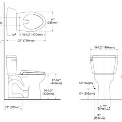 TOTO CST746CSMFG#01 ADA ELONG TANK TYPE CLOSET 1.6 GPF