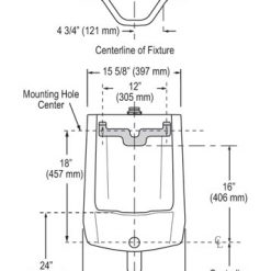 URINAL W/ ROYAL FLUSHOMETER - .125 GPF