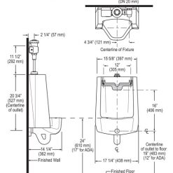 URINAL W/ ROYAL SIDE MOUNT OPERATOR - 0.25 GPF