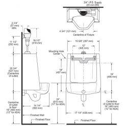 URINAL W/ G2 OPTIMA PLUS ECOS FLUSHOMETER - 0.25 GPF