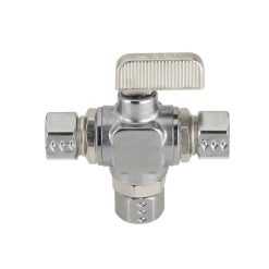 TEE STOP (BALL TYPE) REPAIR VALVE - 3/8 OD” X 3/8” OD X 3/8” OD COMP (PIGGY BACK)
