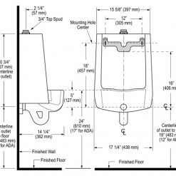 COMPLETE VITREOUS CHINA TOP SPUD URINAL - 0.125 THRU 1.0 GPF