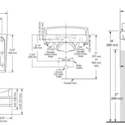 LAVATORY ADA VITREOUS CHINA W/ BACKSPLASH - 8" CENTERS WALL MOUNT