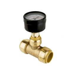 SHARKBITE 24436 PUSH FIT PRESSURE GAUGE 0-200 W/ 1/2” LF TEE