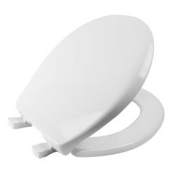 WHITE SLOW-CLOSE ROUND SEAT W/LID & STA-TITE HINGES