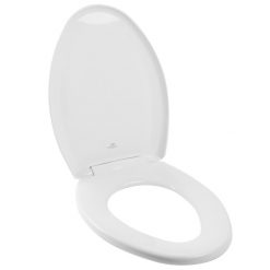WHITE SLOW-CLOSE ROUND SEAT W/LID & STA-TITE HINGES