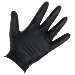 SAS SAFETY CORP 66518 NITRILE GLOVES - BLACK (BX 100) 7 MIL LG