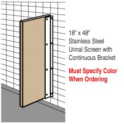 18” x 48” STAINLESS STEEL URINAL SCREEN W/ CONTINUOUS BRACKET