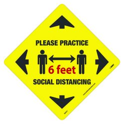 NATIONAL MARKER COMPANY WFS71 12” x 12” DIA SHAPED SOCIAL DISTANCING FLOOR SIGN - ADHESIVE BACKED VINYL