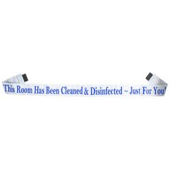 MAGNETIC DOOR BARRIER CDFY-01 “THIS ROOM HAS BEEN CLEANED & DISiNFECTED JUST FOR YOU” WHITE MAGNETIC DOOR BARRIER FOR 51” DOORWAY