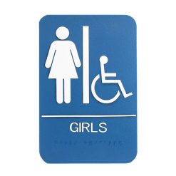 WALL ADA GIRLS W/CHAIR & BRAILLE SIGN 6" X 9"