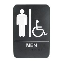 6" X 9" BLACK ADA MENS SIGN W/ BRAILLE