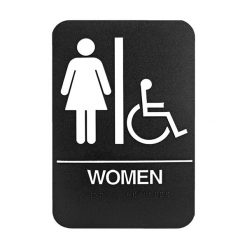 6" X 9" BLACK ADA WOMENS SIGN W/ BRAILLE