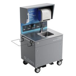 MOBILE HANDWASHING STATION SINK W/ SENSOR FAUCET, S/S BOWL & HOT WATER HEATER