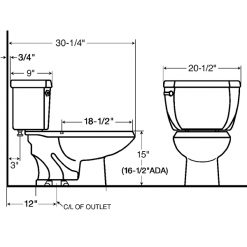 AMERICAN STANDARD CADET ELONGATED PRESSURE ASSIST TANK TYPE TOILET