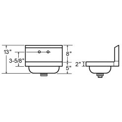S/S WALL MT HAND WASH SINK W/ 4” CXC BACK MT HOLE PUNCH