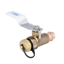 NIBCO PC-585HP-LF-HC 3/4” PRESS X HOSE CAP LF FULL PORT BRONZE BALL VALVE W/ REVERSIBLE HANDLE