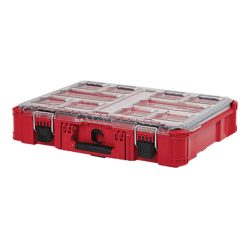 MILWAUKEE PACKOUT MODULAR STORAGE / ORGANIZER CASE W/ 10 REMOVABLE BINS