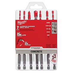 MILWAUKEE 48-20-9052 SHOCKWAVE CARBIDE HAMMER DRILL BIT KIT (7 PIECE)