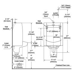 WHITE URINAL 0.5 GPF-3/4' TOP SPUD